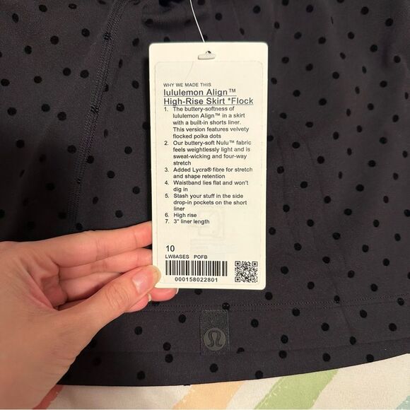 NWT Lululemon Align High-Rise Liner Skirt  *Flocked Polka Dot Black / Size 10 - Picture 8 of 10